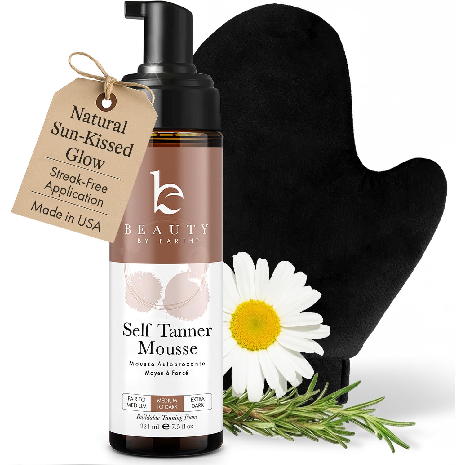 Beauty by Earth: mousse bronceado natural en botella para uso diario.