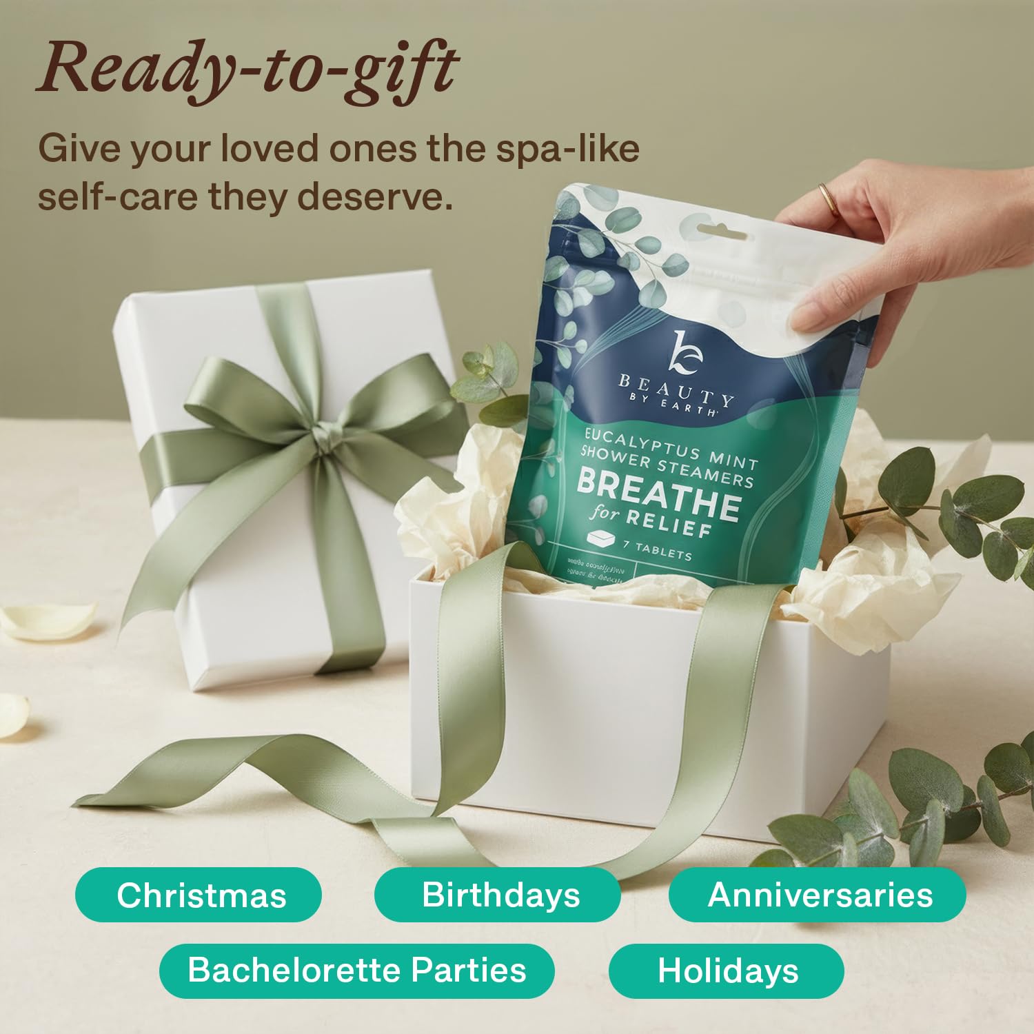 Beauty by Earth tableta ducha en ducha, aroma de eucalipto para una experiencia revitalizante
