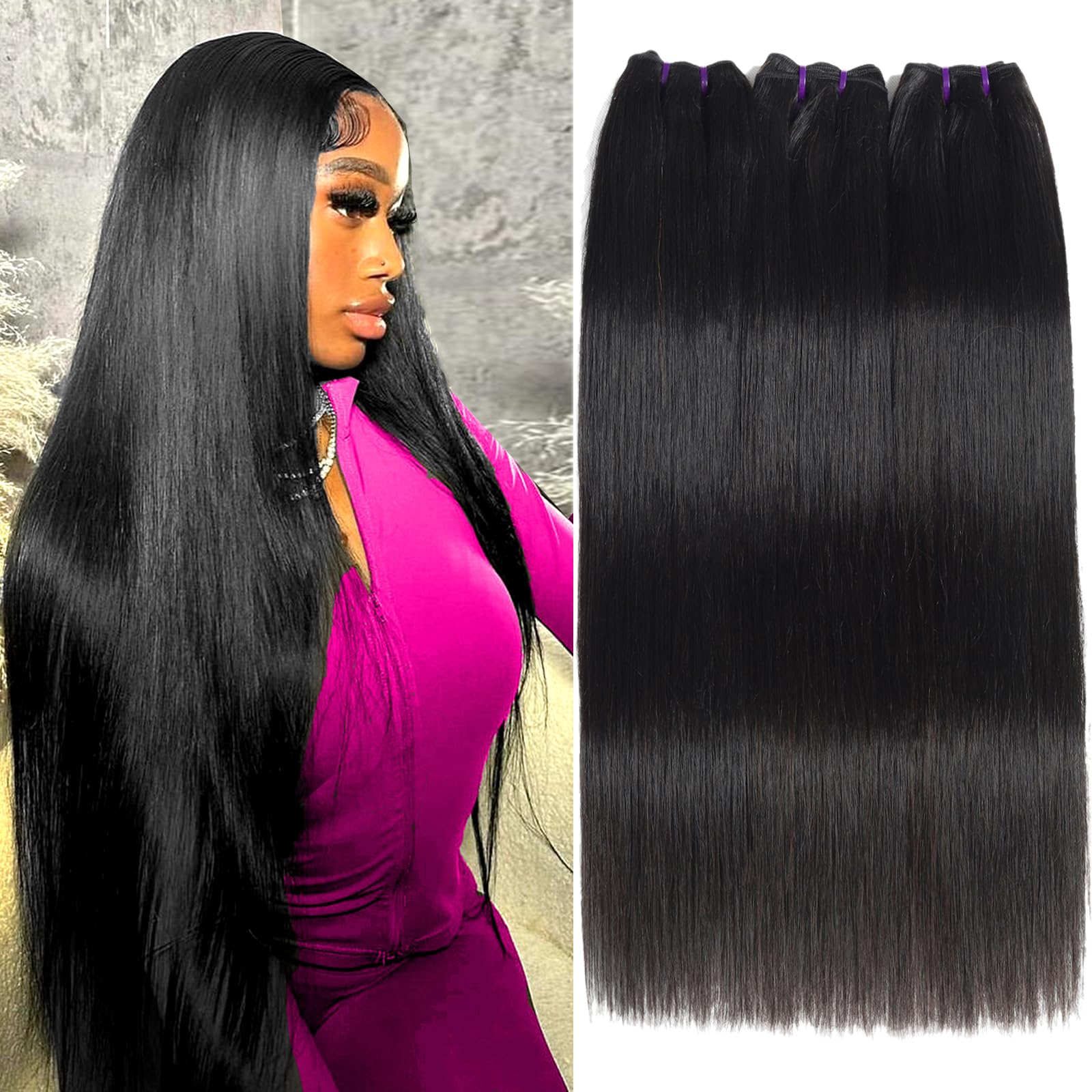 Beauty Queen: paquetes de cabello liso brasileño 20 pulgadas para un aspecto natural