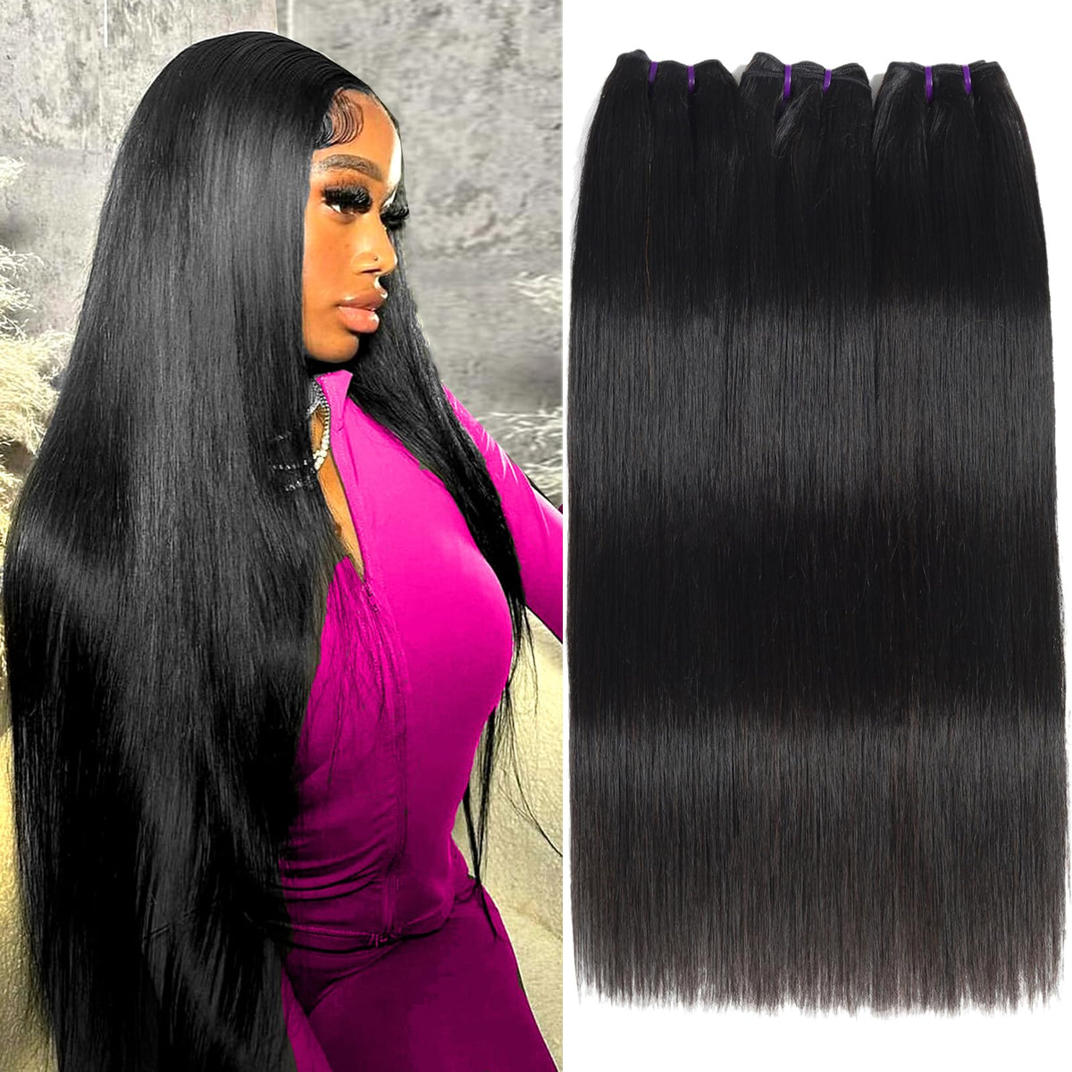 Beauty Queen: paquetes de cabello liso brasileño 20 pulgadas para un aspecto natural