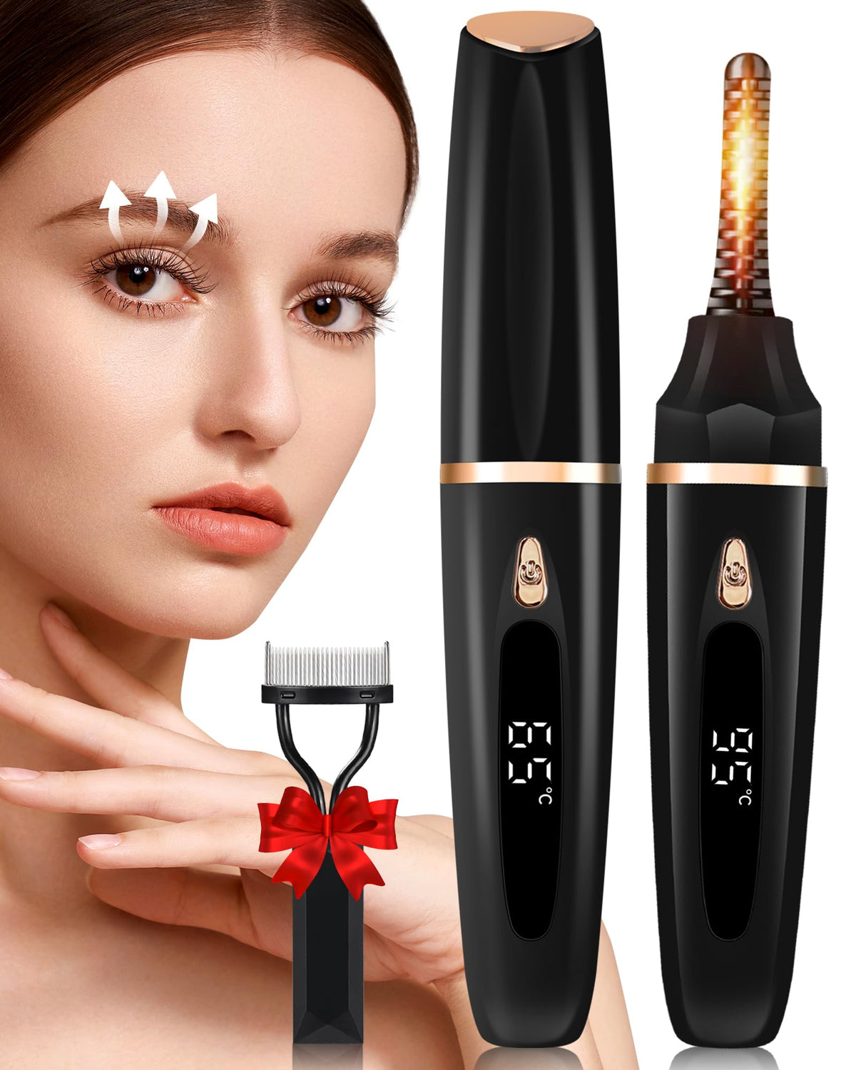BeautyCurls rizador de pestañas con calor rápido para rizos duraderos.