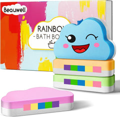Beauwell bombas arcoíris para niños: set de 4 piezas para baño divertido.