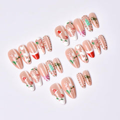 BEAWTH uñas prensadas con motivos de árbol de Navidad, elegantes