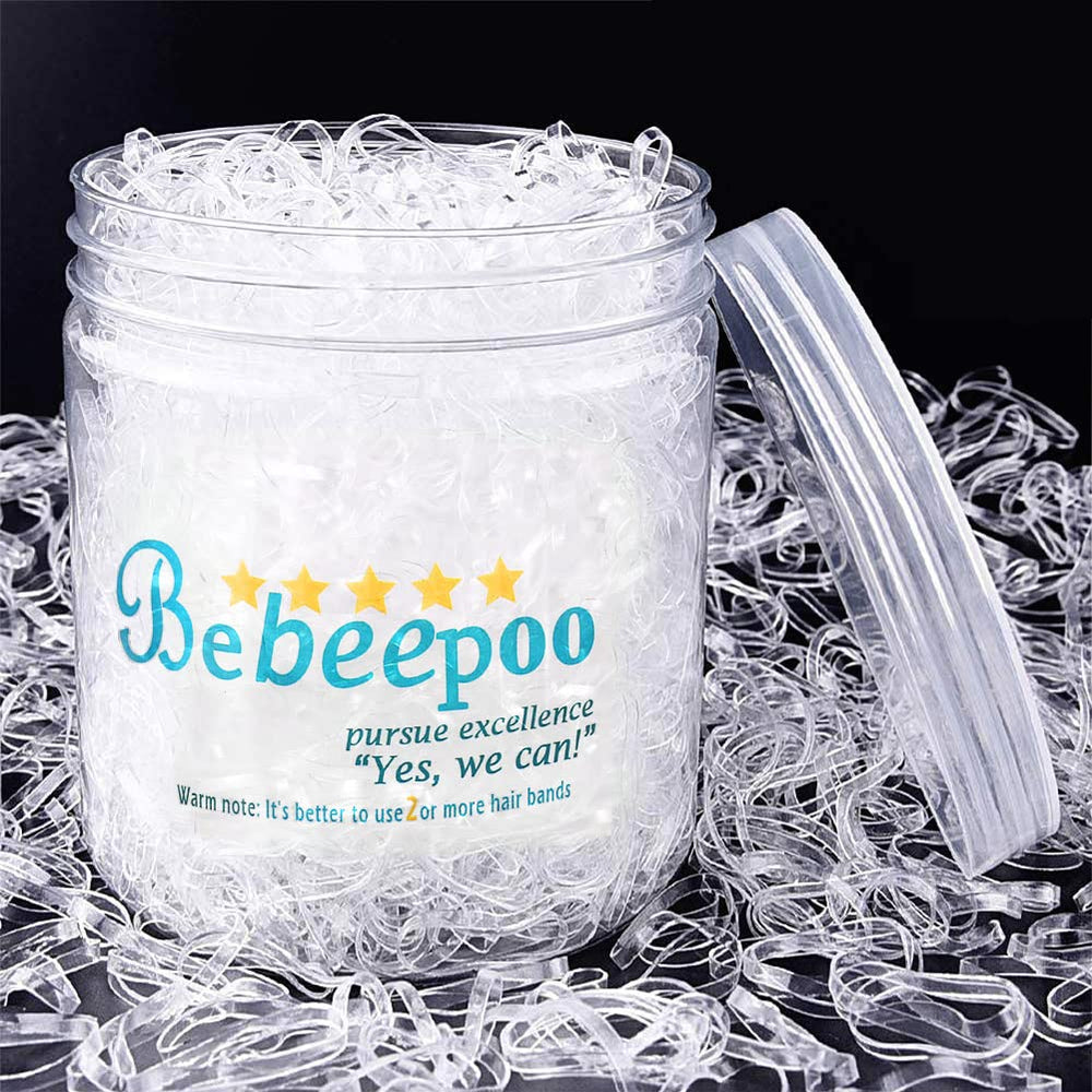 Gemas elásticas BEBEEPOO transparentes para cabello, fáciles de peinar y mantener la forma