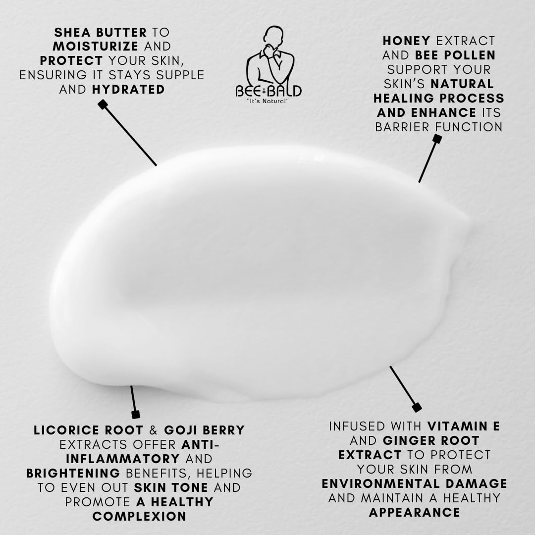 Bee Bald Smooth, ingredientes de miel y polen que nutren suavemente.