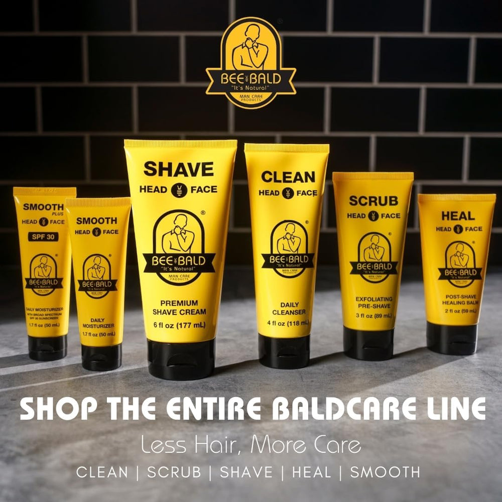 Bee Bald Smooth, suavidad duradera para piel y cuero cabelludo tras aplicar.