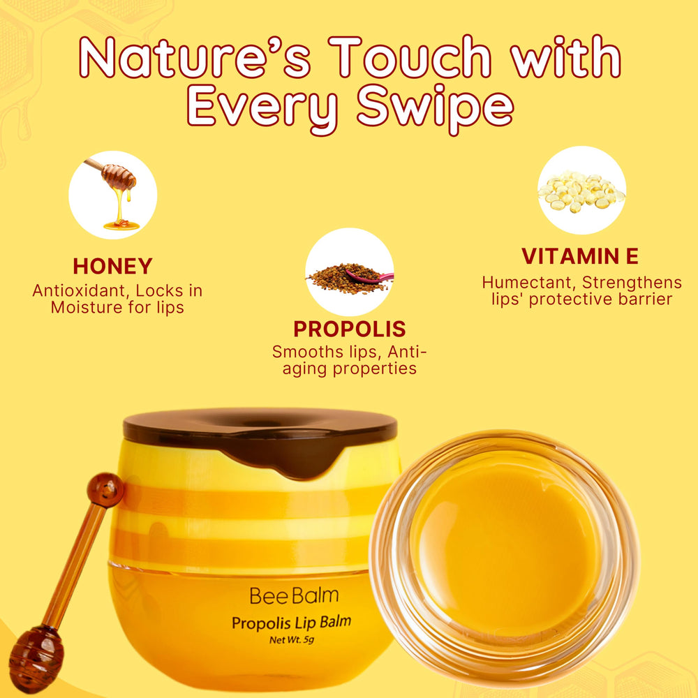 Bee Balm Original Lip Balm jar front view shows nourishing formula for dry lips.