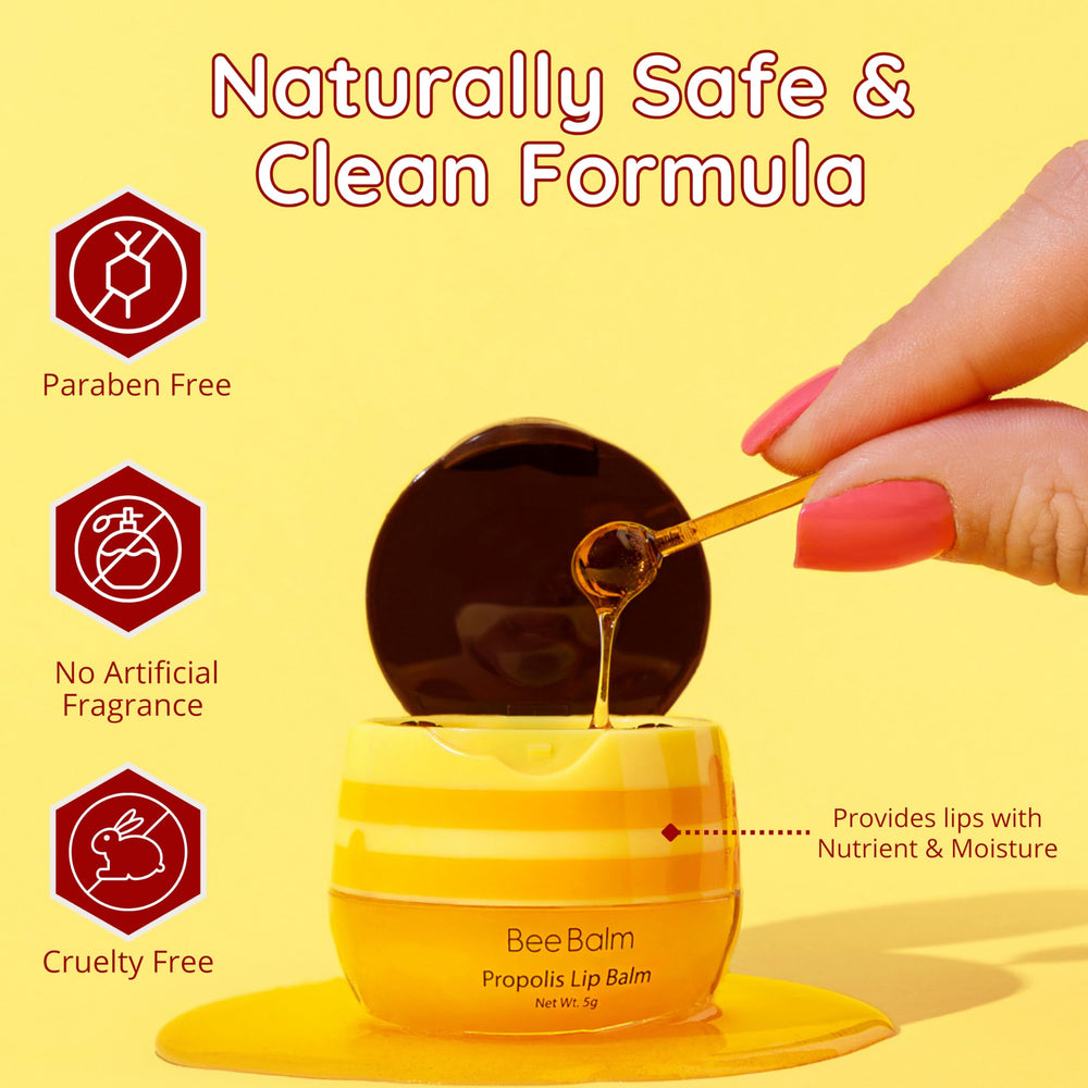 Bee Balm Original Lip Balm packaging and tin highlighting natural beeswax.