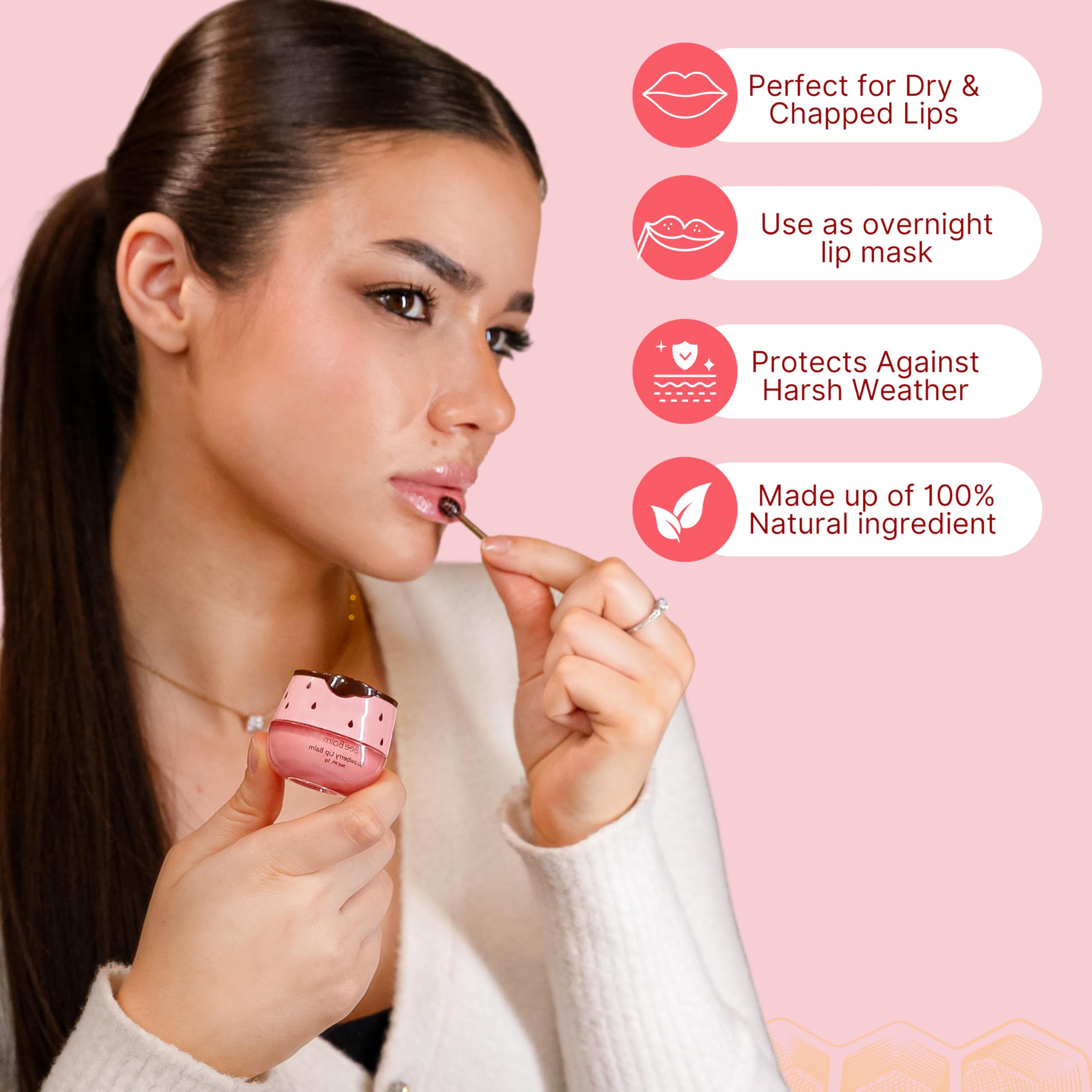 Strawberry flavor lip balm swirl by Bee Balm invites daily use