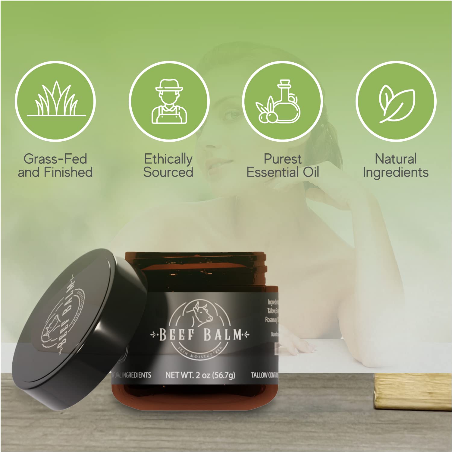 Beef Balm aplicado en manos, cuidado diario de la piel.