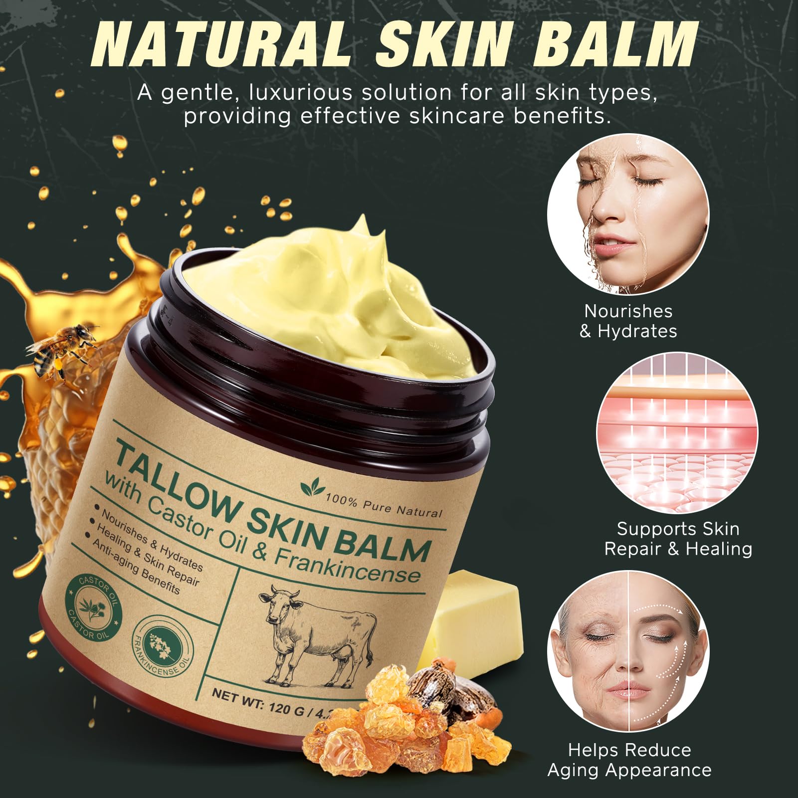 Beef Tallow Face Moisturizer being applied for quick absorption