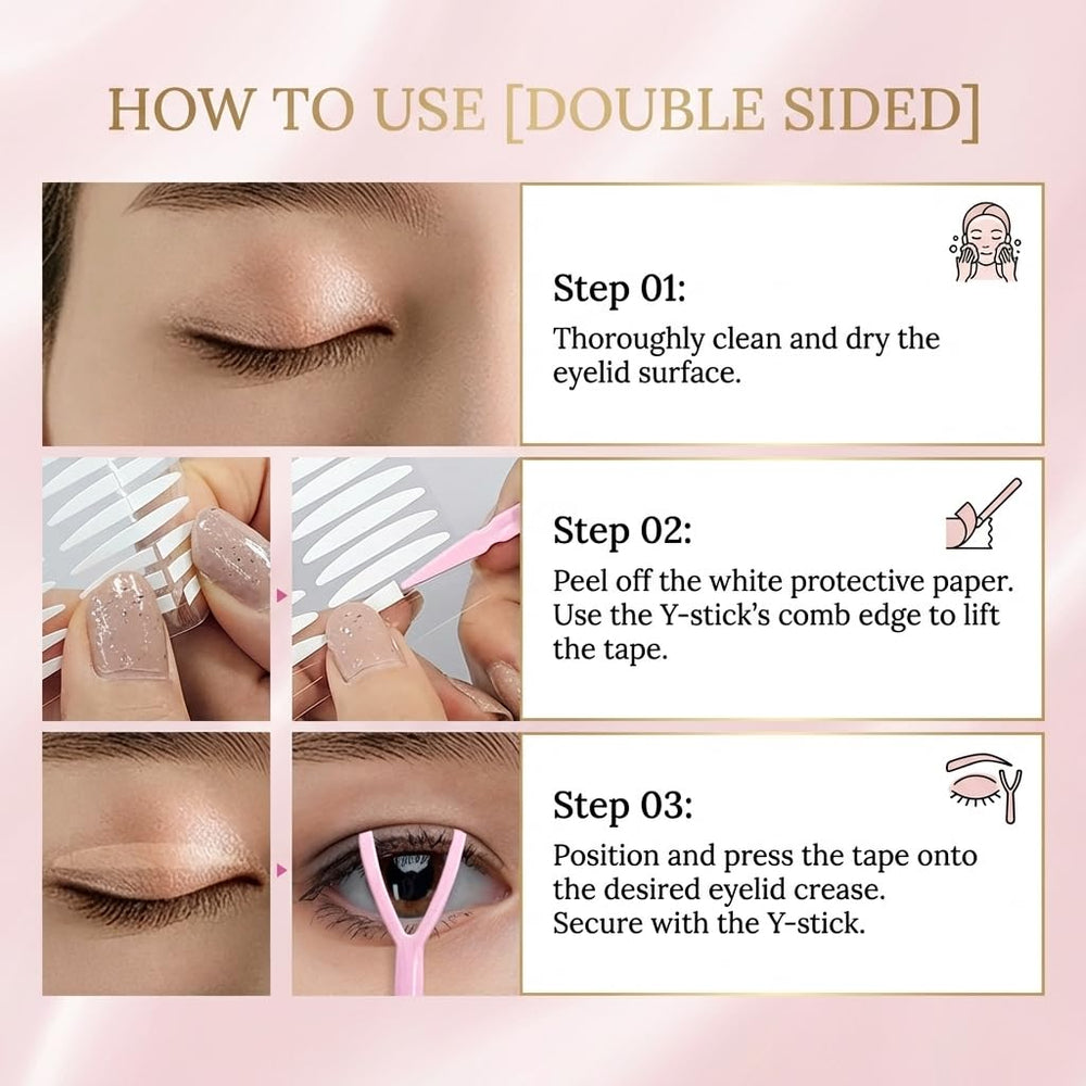 Beejong cinta doble cara 3mm 220p, versátil para diferentes ojos.