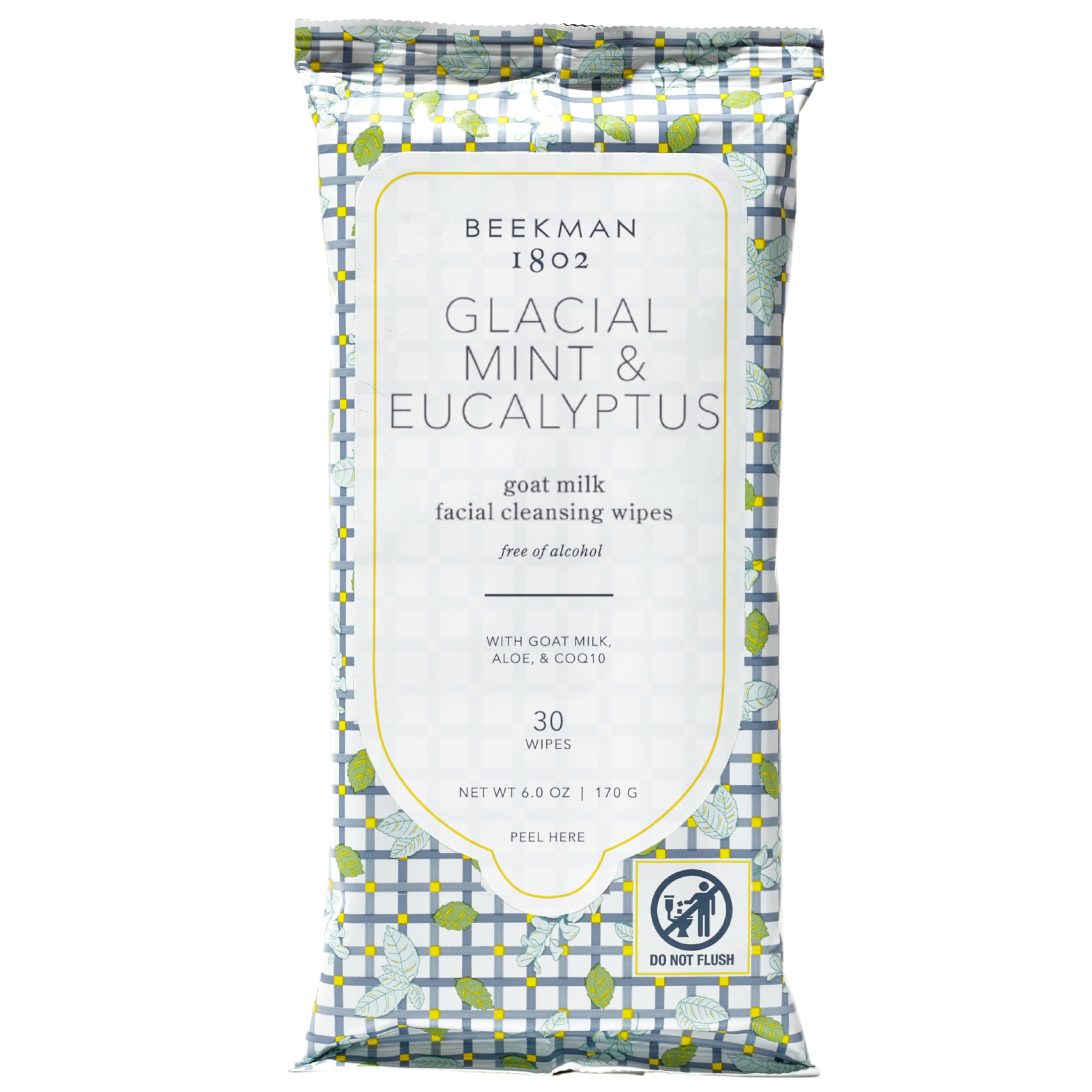 Beekman 1802 Glacial Mint Eucalyptus wipes pack for on-the-go cleansing