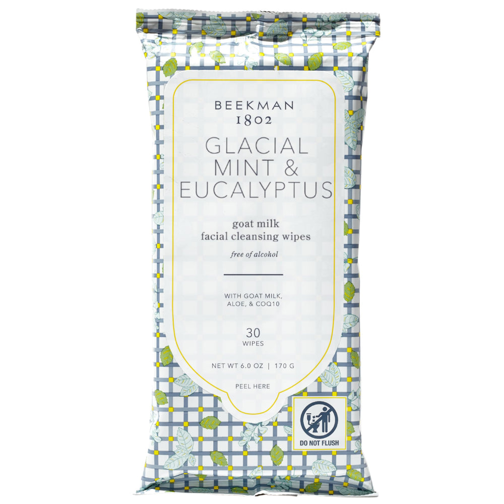 Beekman 1802 Glacial Mint Eucalyptus wipes pack for on-the-go cleansing