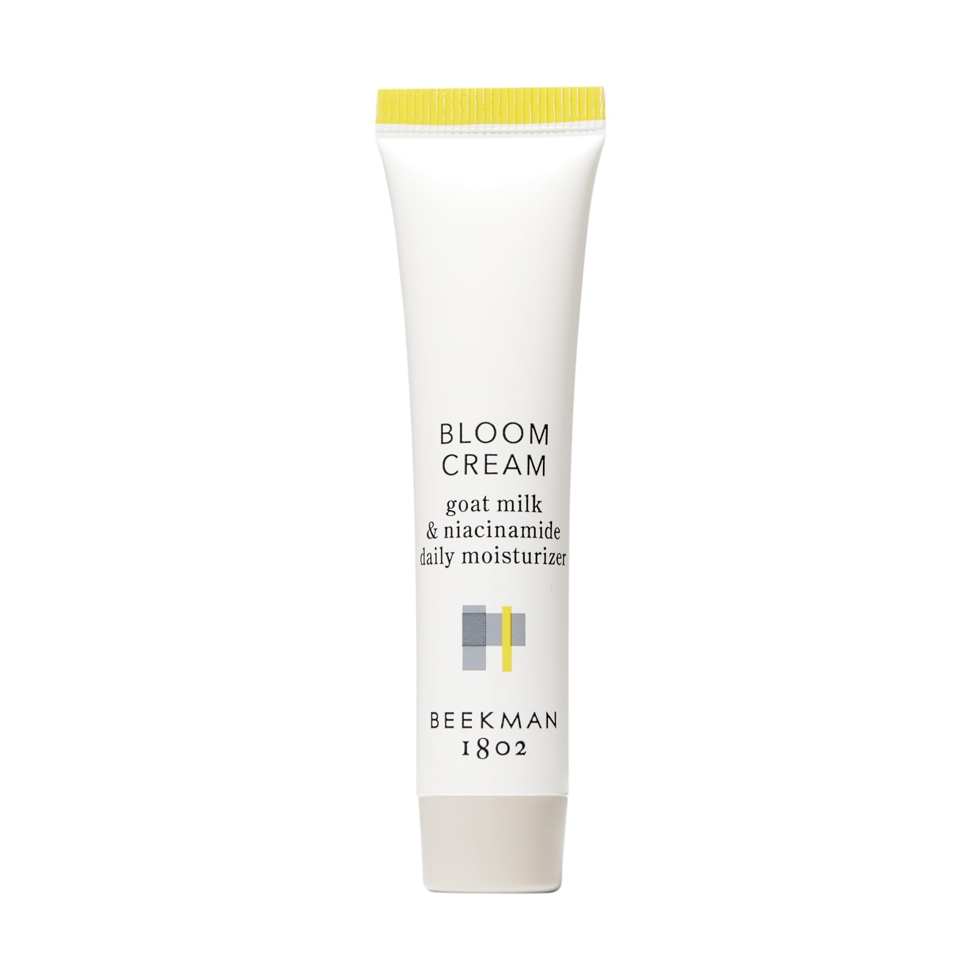 Beekman 1802 Bloom Cream goat milk jar close-up for deep hydration and barrier support.