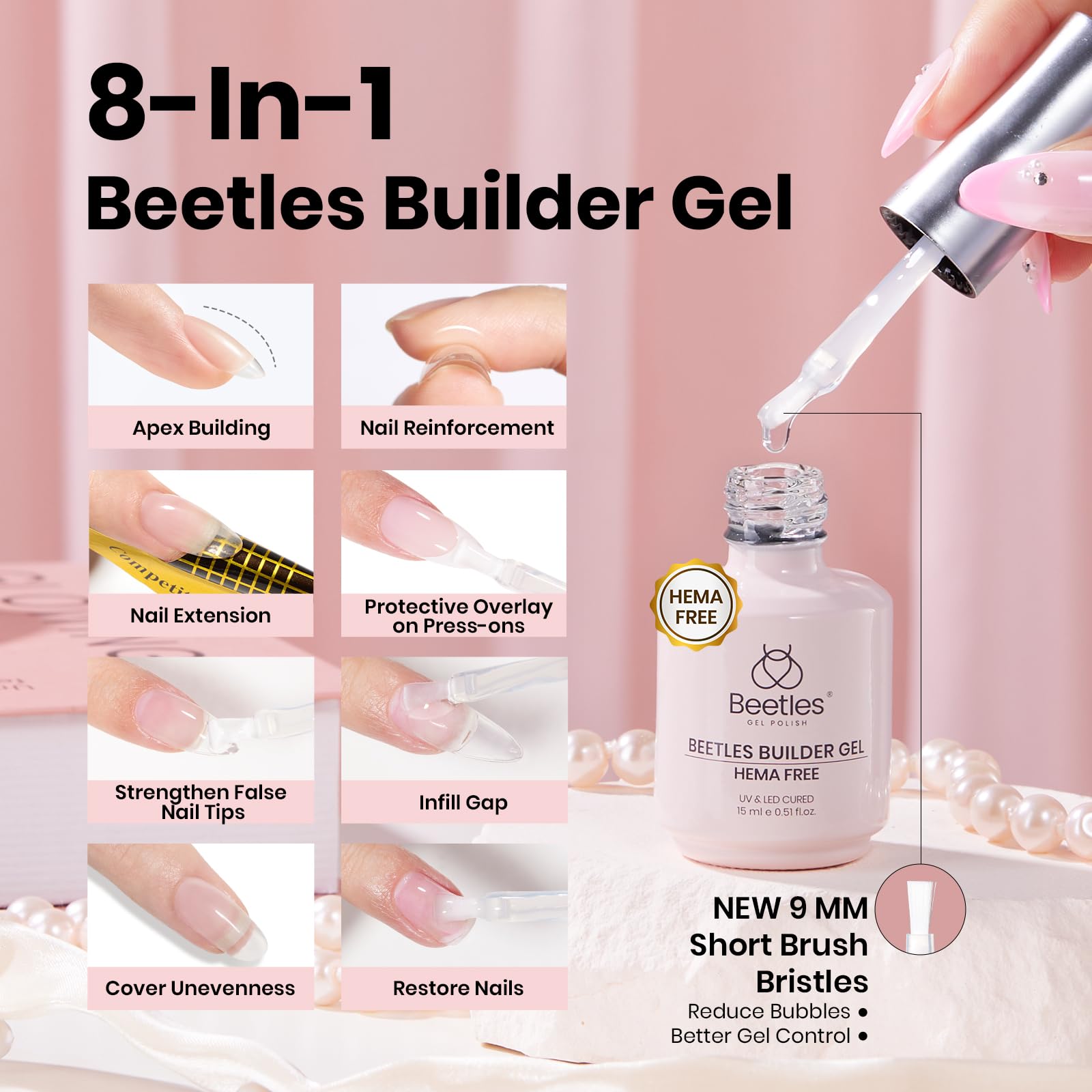 Beetles Gel libre de HEMA, fórmula ligera para uñas sensibles