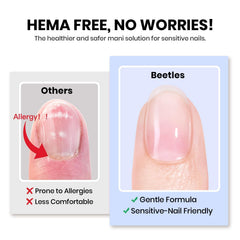 Beetles Gel Uñas sin HEMA, visual de la botella, adherencia fuerte.
