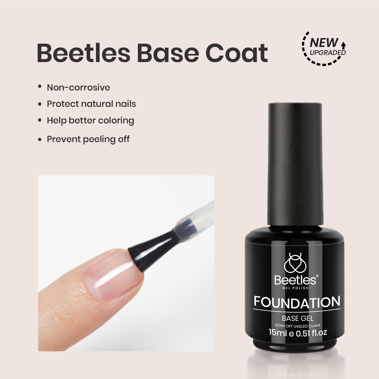 BeetlesGelPolish Aplicación en uñas naturales para una base lista.