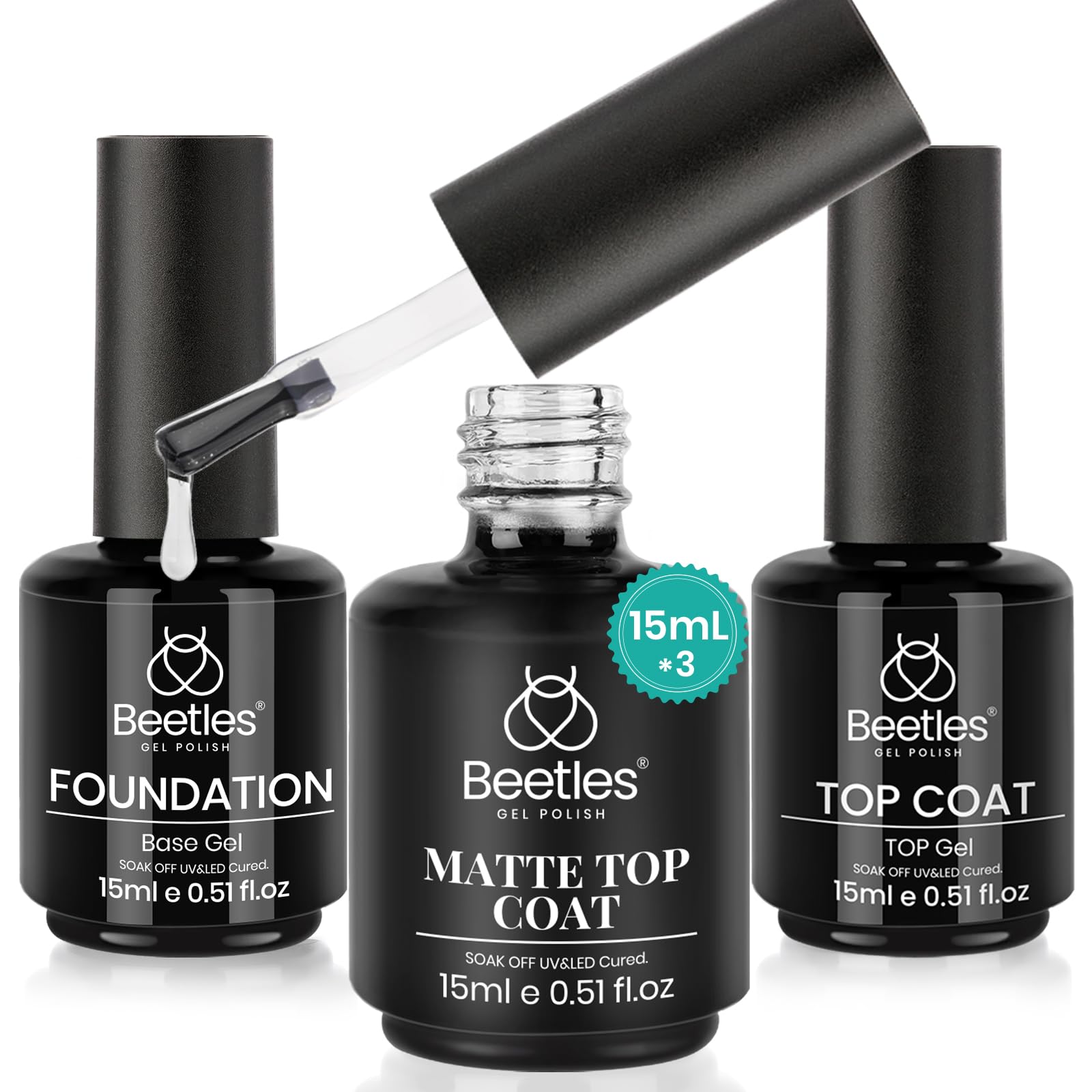 Beetles capa base 15 ml: protección y adherencia suave para uñas.