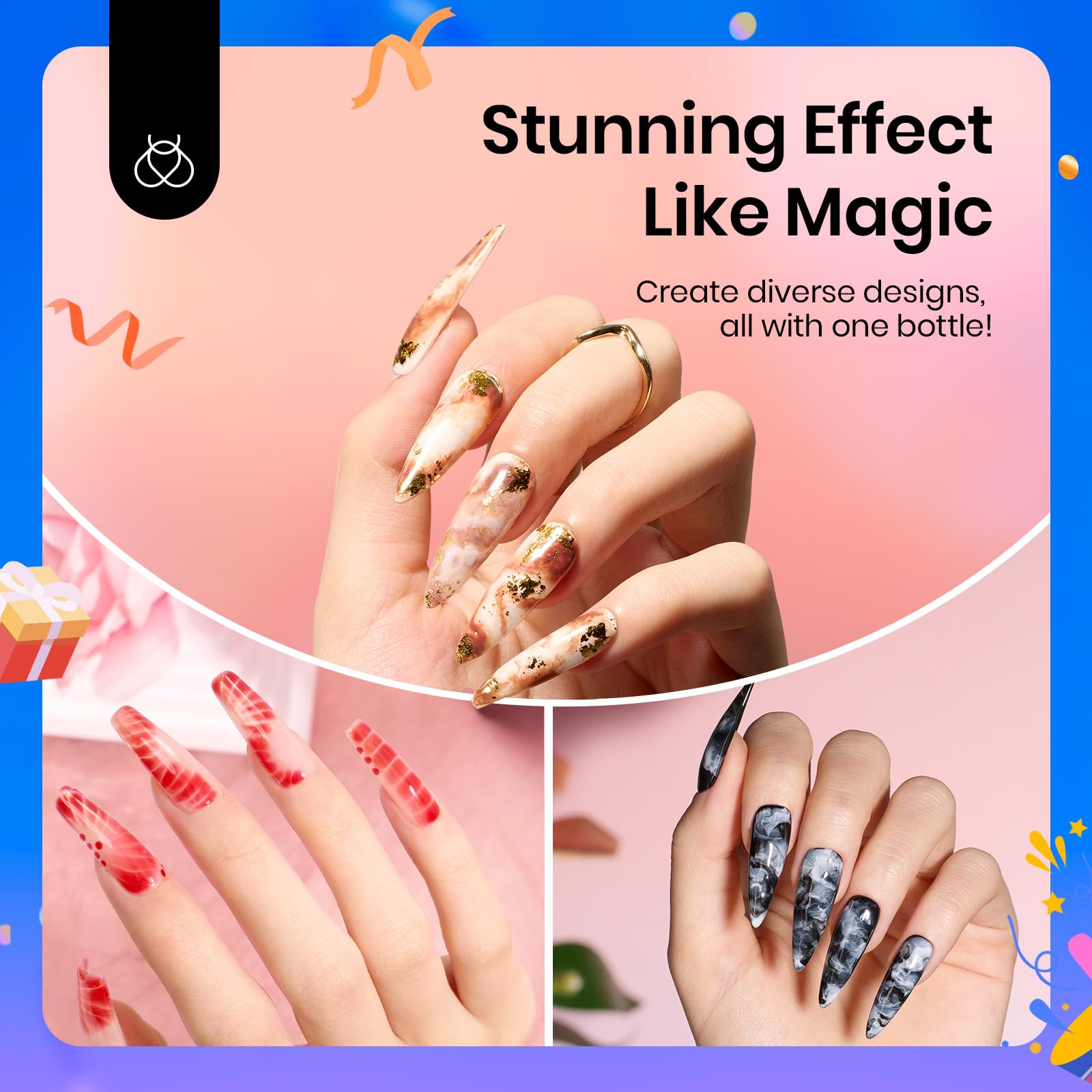 Beetles Blooming Gel facilita difundir colores para creaciones delicadas.