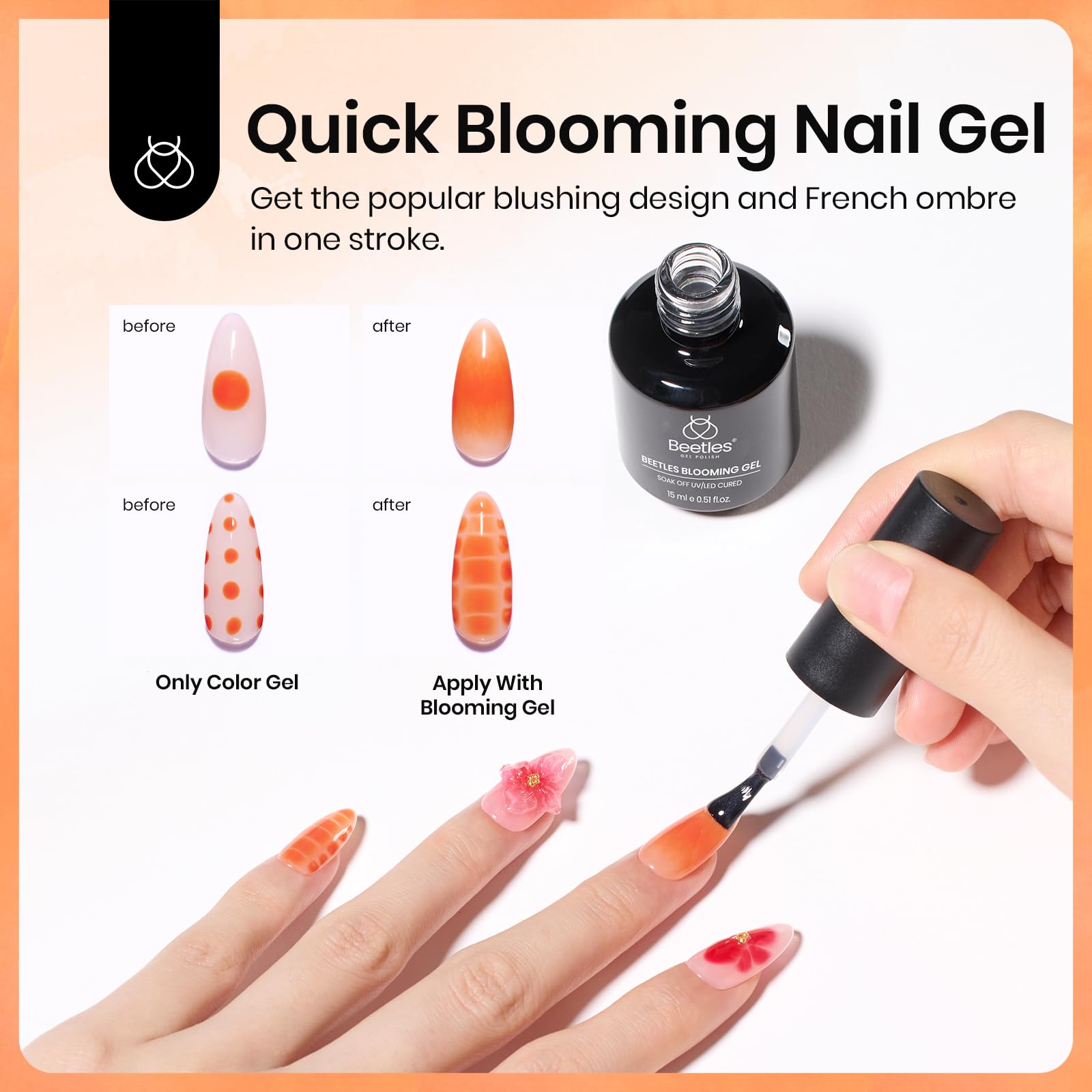 Beetles Blooming Gel diseño mármol realista en uñas