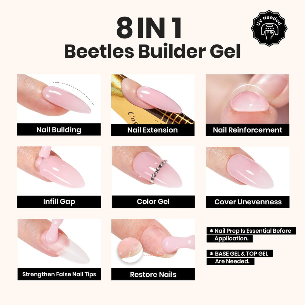 Beetles Builder Gel apex-building creates a natural-looking nail extension