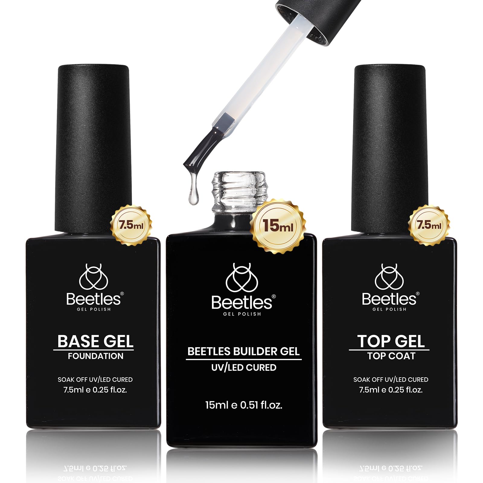 Beetles Builder Gel clear bottle for easy self-leveling nail strength at home