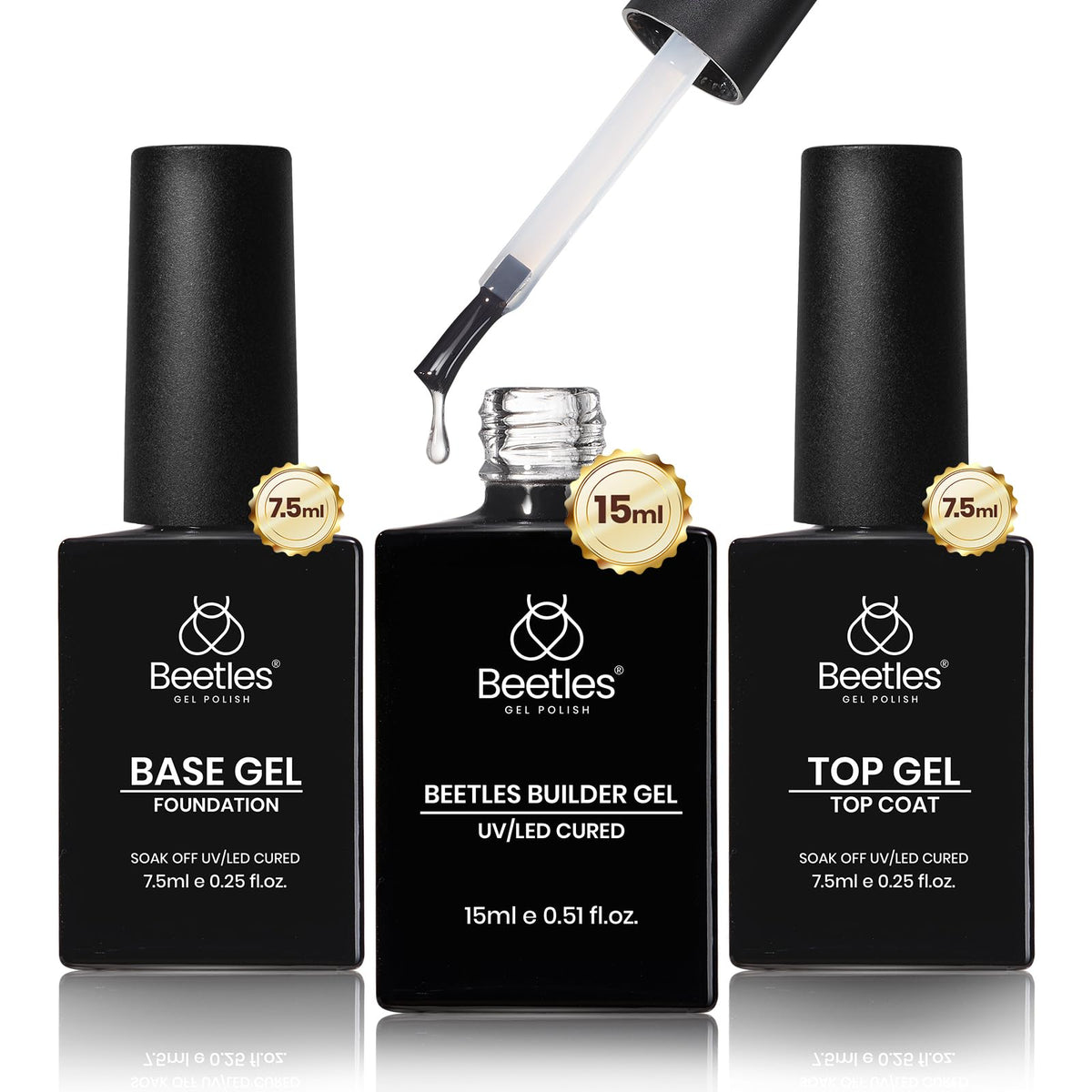 Beetles Builder Gel clear bottle for easy self-leveling nail strength at home