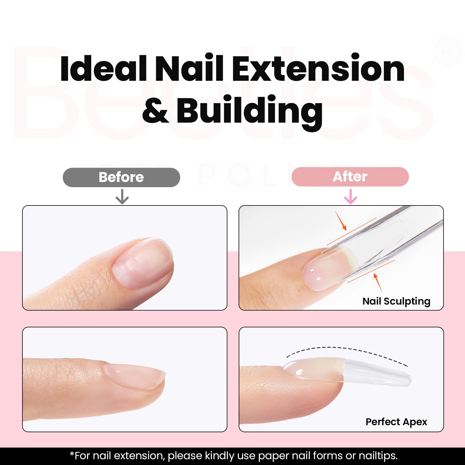 Formas de uñas 100 piezas para construir prolongaciones seguras.