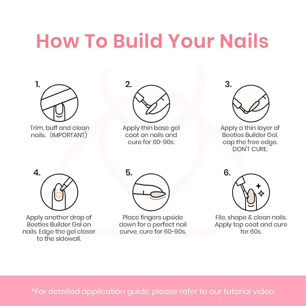 Beetles Builder Gel Set, acabado natural para uñas elegantes.
