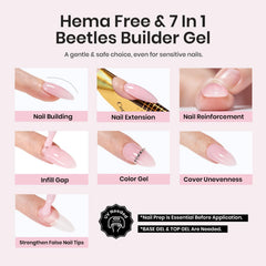 Beetles Builder Gel Set self-leveling formula for smooth, even nail surfaces