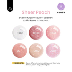 Beetles Builder Gel Set white glitter for strong overlay and tips.