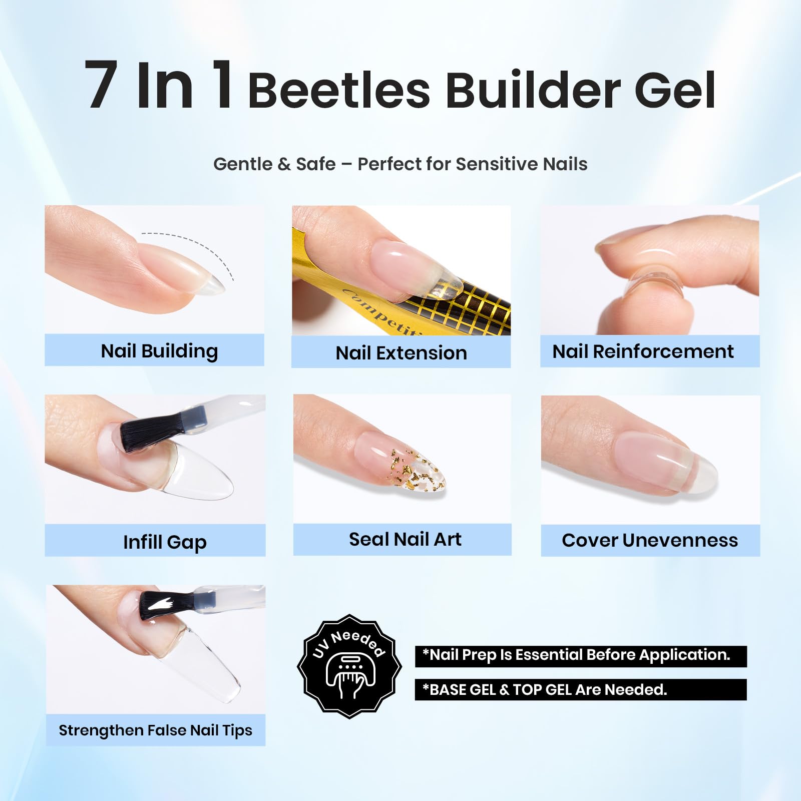 Beetles Builder Gel facilita aplicación suave y sin olores.