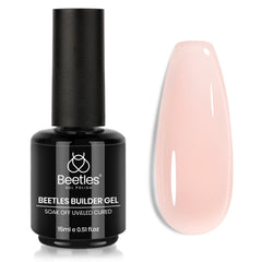 Beetles Builder Gel para uñas nude translúcido, aplicación suave y forma precisa.