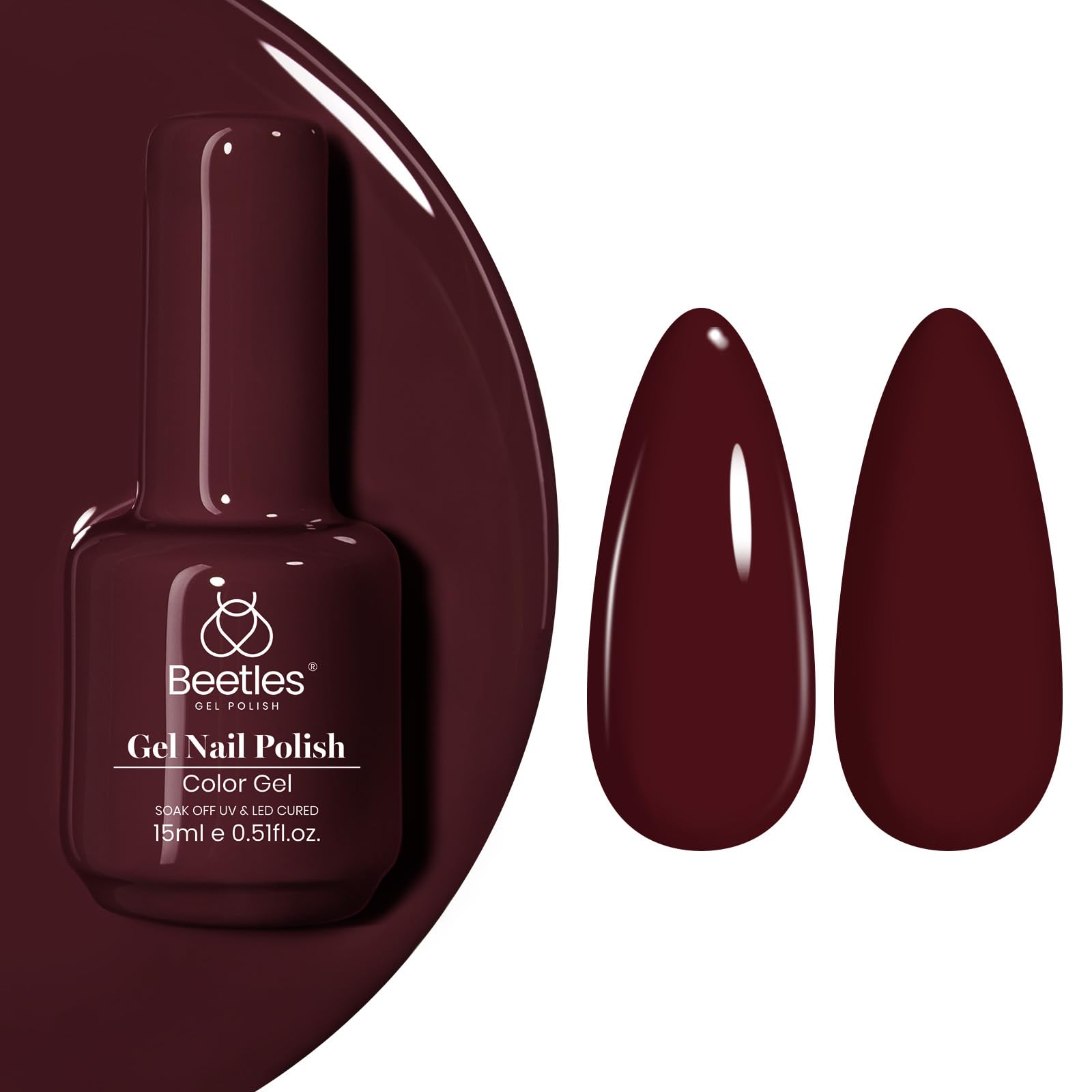 Beetles burdeos: gel esmalte Blanchett marrón vino, acabado elegante y duradero para uñas.