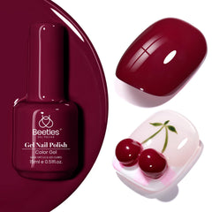 Beetles Burgundy Red Gel Polish: botella en primer plano para un acabado elegante y duradero