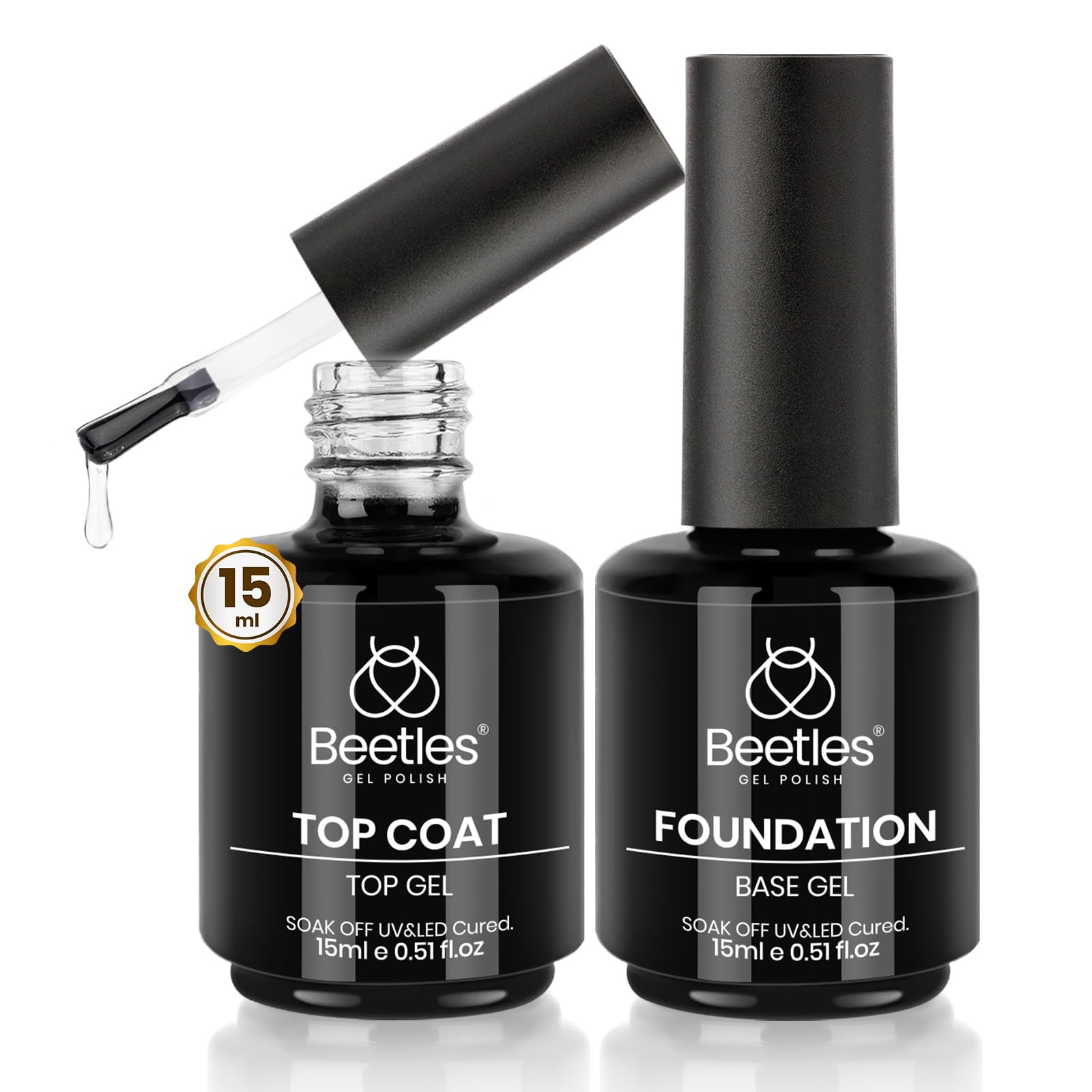 BeetlesGelPolish Capa Base 15ml para adherencia uniforme en uñas.