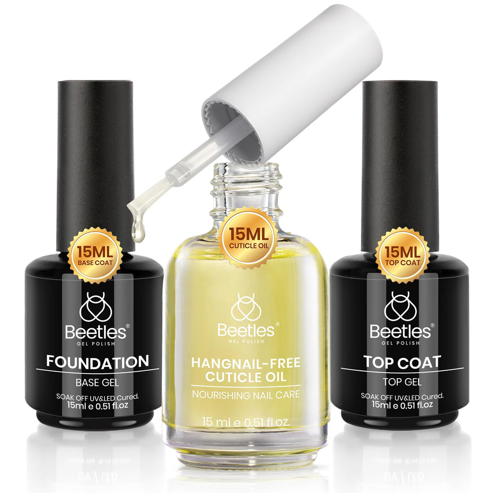 Beetles Gel Polish base coat 15 ml, mejora adherencia y brillo.