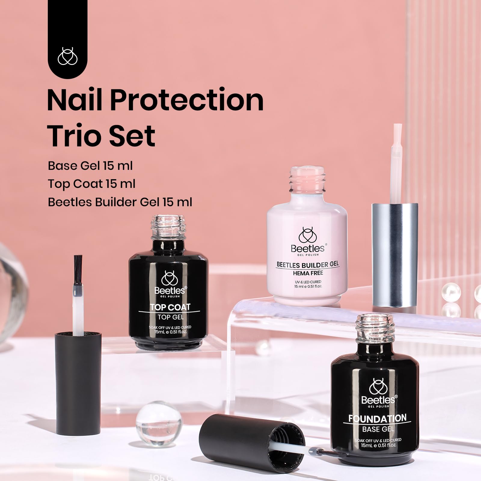 Beetles Gel Polish: capa base en botella, mejor adherencia para uñas lisas.