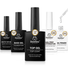 Beetles Gel Polish: capa superior y base para acabado duradero con brillo y mate.