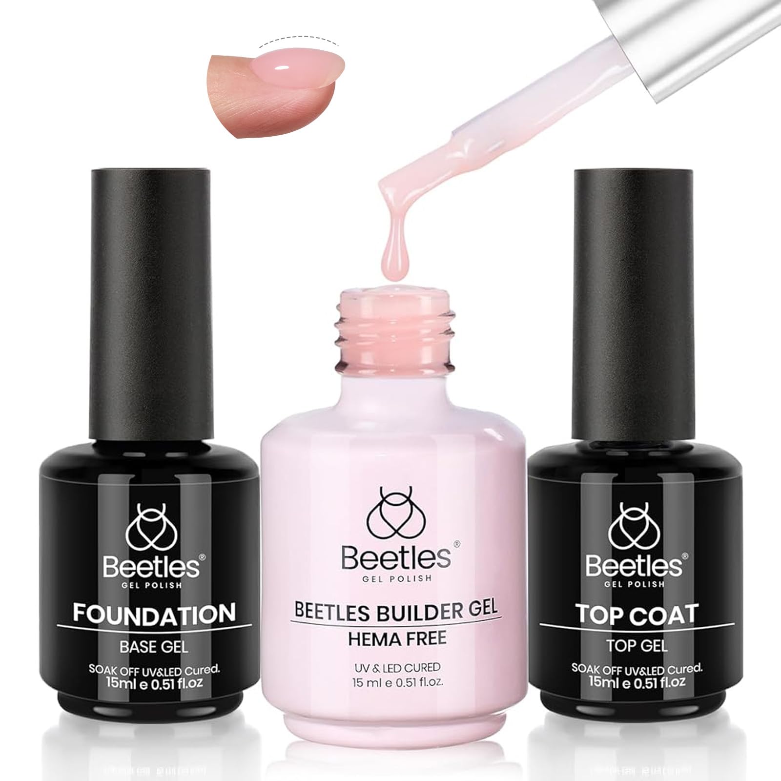 Beetles Gel Polish: capa superior en botella, brillo duradero para acabado pulido.
