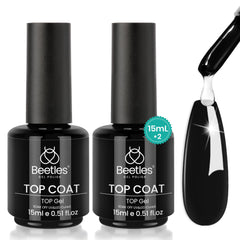 Beetles capa superior gel: dos frascos de 15 ml para brillo duradero.