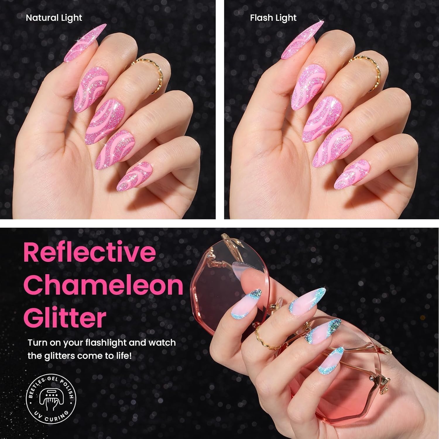 Beetles Esmalte en gel: efecto diamante para un brillo intenso en las uñas.