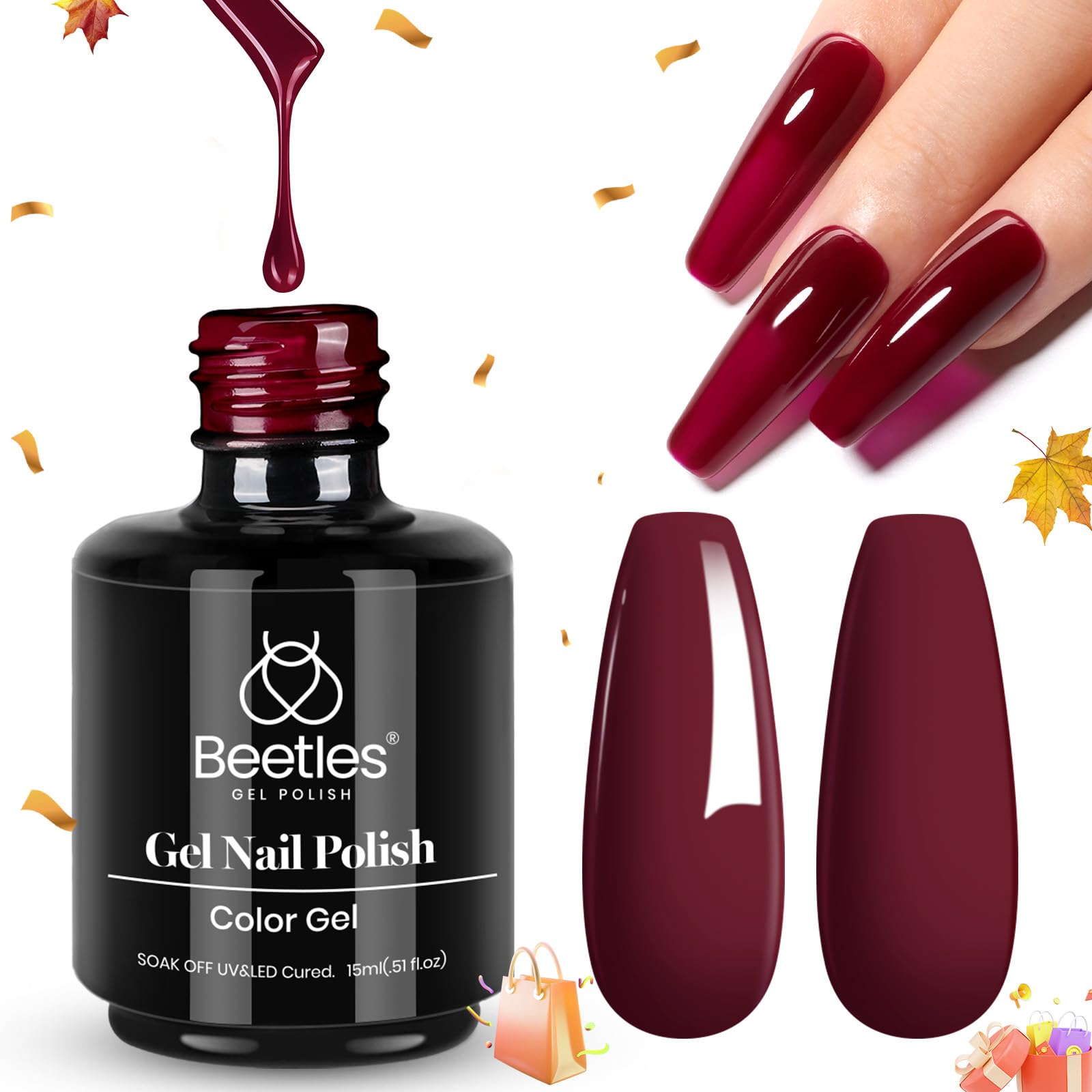 Cuidados de uñas Beetles Rojo Vino Profundo