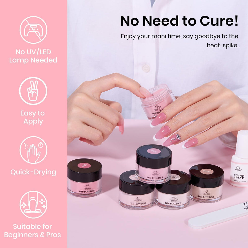 Beetles Dip Powder no lamp needed image highlights home manicure ease.