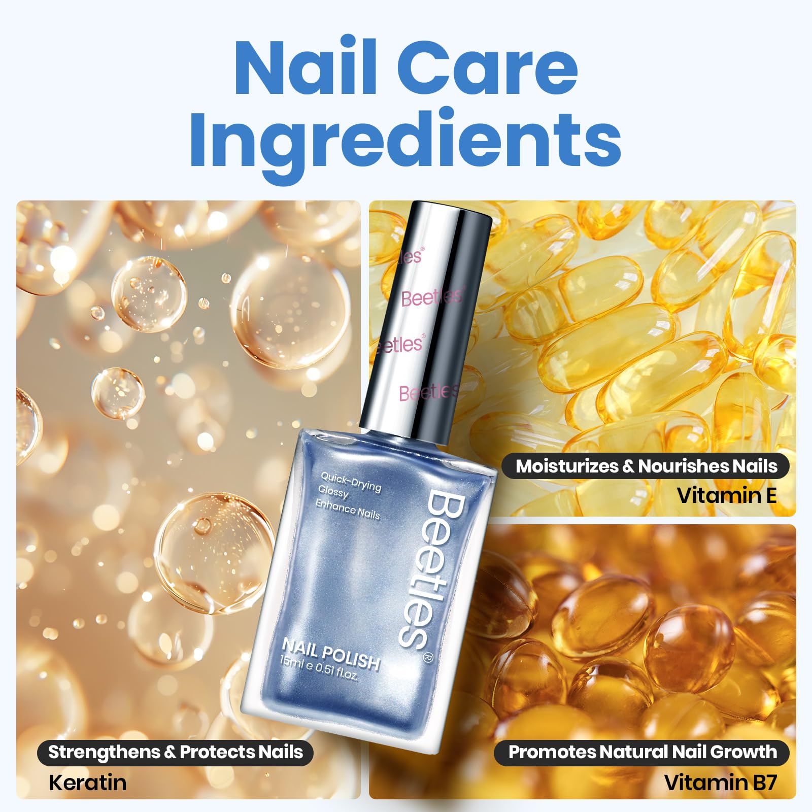 Beetles esmalte con efecto remolino azul perlado para uñas con estilo.