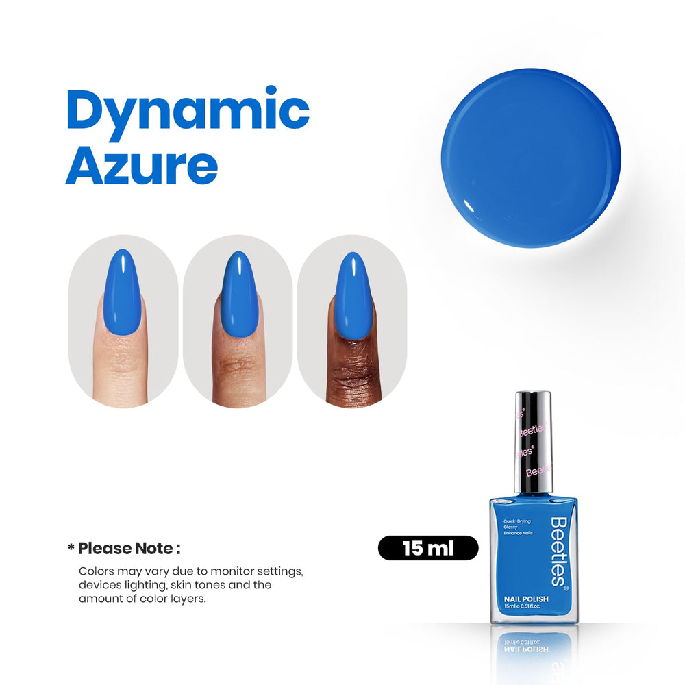 Beetles Esmalte en Gel Azul, acabado de alto brillo que destaca.