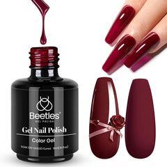 Beetles Esmalte en Gel Rojo Vino Profundo en botella de 15 ml para manicuras duraderas