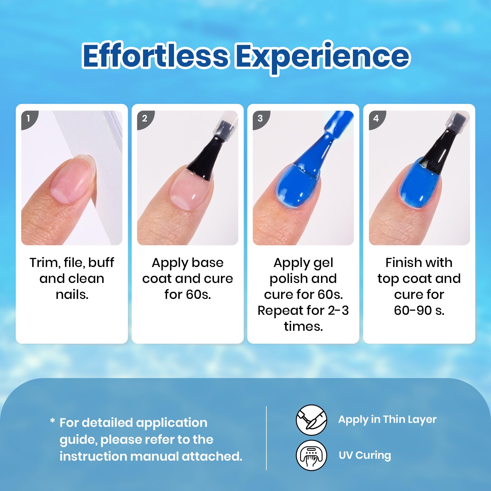 Beetles Esmalte Gel Azul, 7.5 ml por tono para mezclar