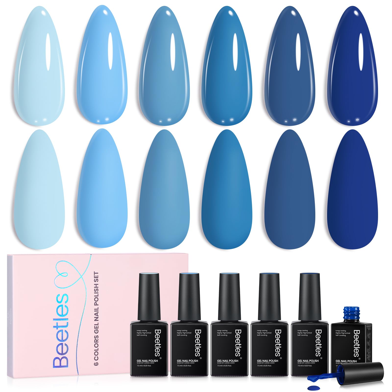 Beetles Esmalte Gel Azul: set Invierno, enfoque en botellas; manicura duradera